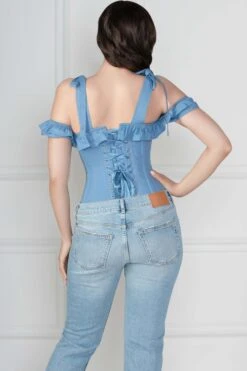 Cornflower Blue Cotton Overbust With Sleeves And Shoulder Straps -Corset Story FTS023 2 7874db3b 1825 4413 aabb 471794cbc275