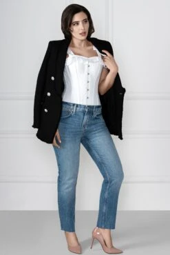 White Cotton Overbust With Sleeves And Shoulder Straps -Corset Story FTS023 jacket f65f87ba 5057 4a42 9f34 2b4ed8977919