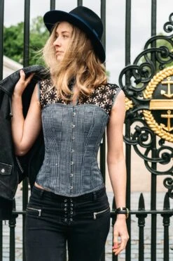 Houndstooth And Crochet Corset Top -Corset Story FTS028 website 1