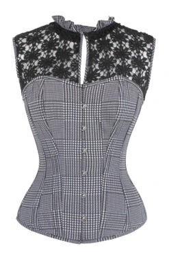 Houndstooth And Crochet Corset Top