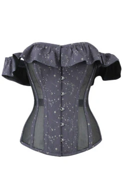 Astronomy Cotton Print Overbust With Mesh Panels And Sleeves 10 Astronomy Cotton Print Overbust With Mesh Panels And Sleeves -Corset Story FTS031 1
