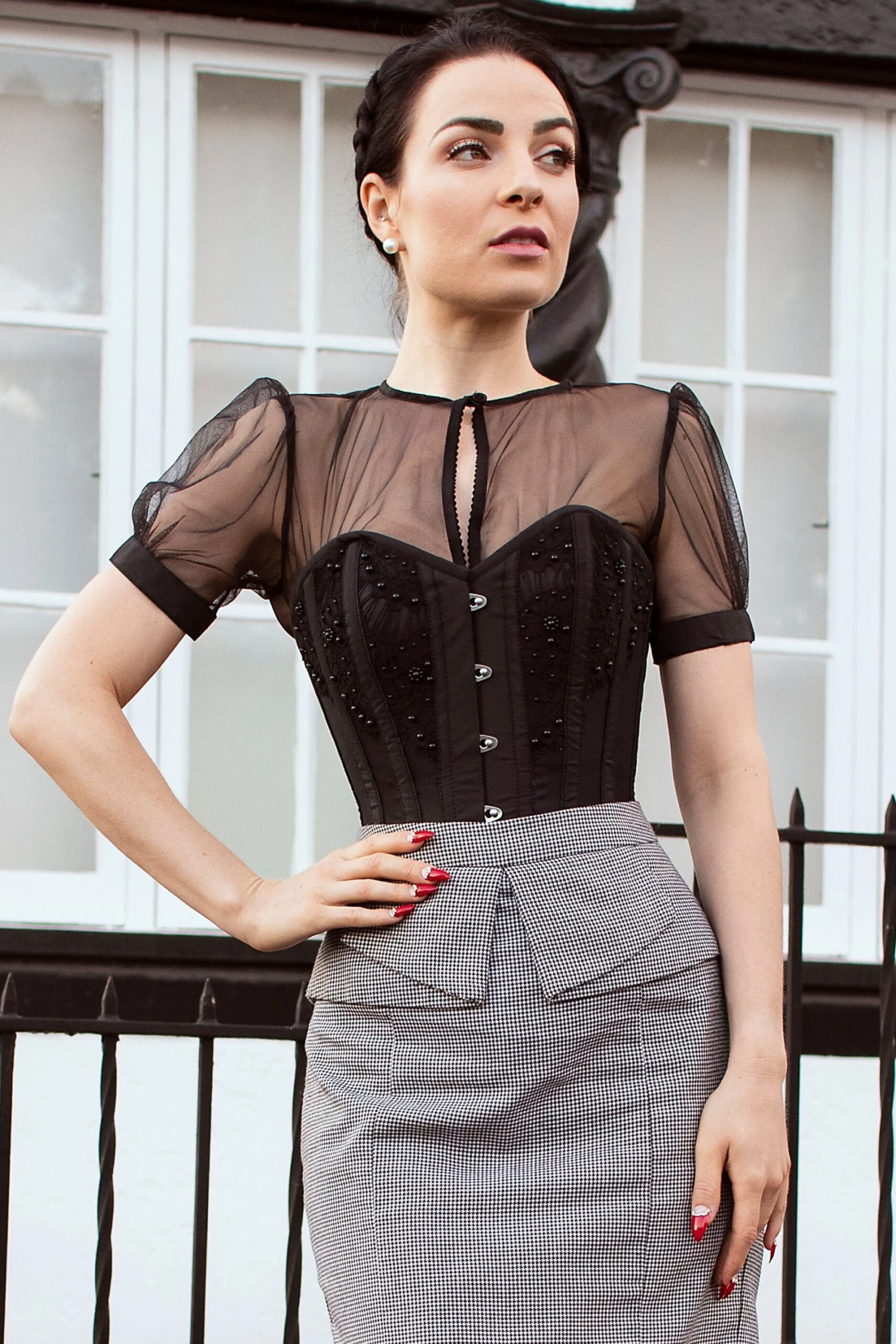 Instant Shape Black Mesh Corset With Semi-Sheer Sleeves 11 Instant Shape Black Mesh Corset With Semi-Sheer Sleeves - Image 11