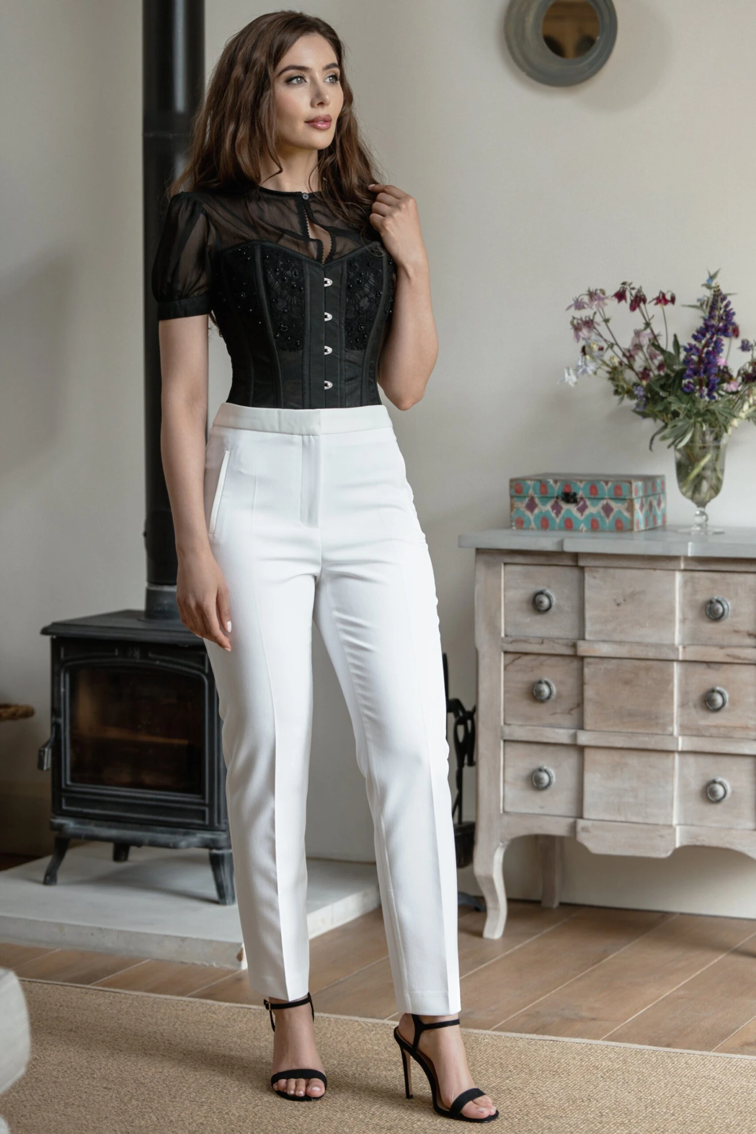 Instant Shape Black Mesh Corset With Semi-Sheer Sleeves 2 Instant Shape Black Mesh Corset With Semi-Sheer Sleeves - Image 2