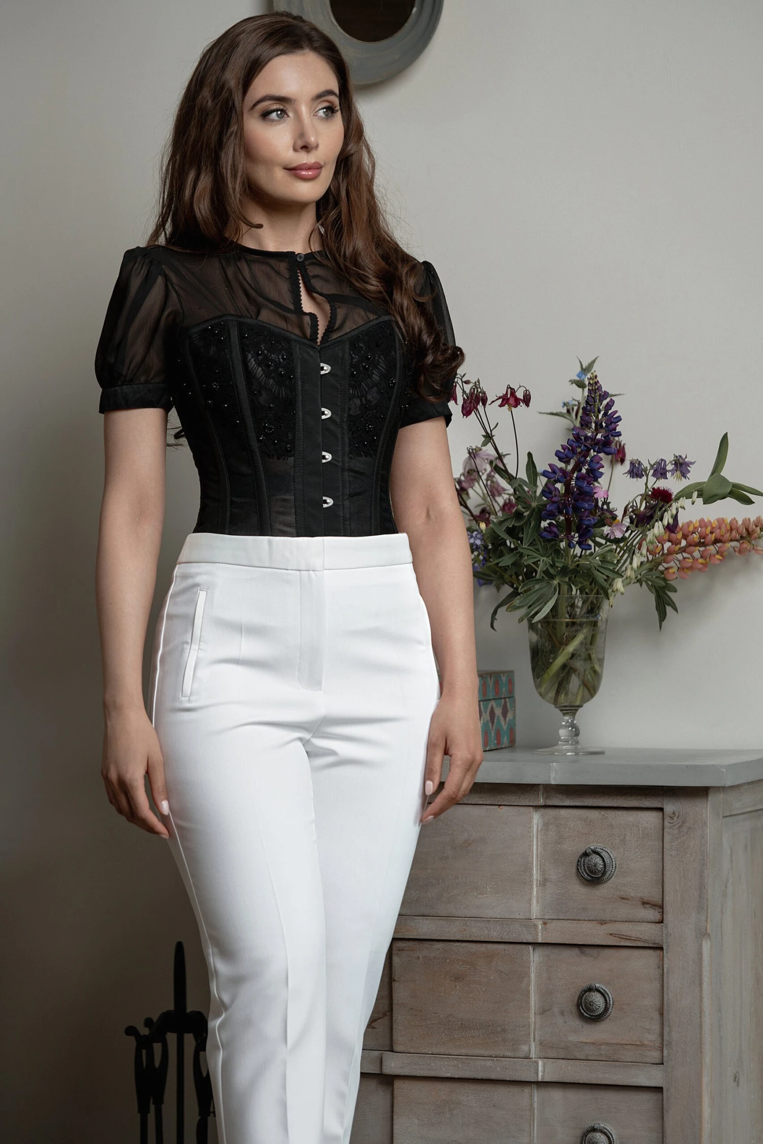 Instant Shape Black Mesh Corset With Semi-Sheer Sleeves 4 Instant Shape Black Mesh Corset With Semi-Sheer Sleeves - Image 4