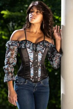 Long Sleeve Floral Summer Corset Top 12 Long Sleeve Floral Summer Corset Top -Corset Story FTS085 September2020 website 1
