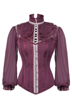 Dark Plum Corset Shirt With Puff Sleeves 5 Dark Plum Corset Shirt With Puff Sleeves -Corset Story FTS1302 e18780c3 019c 4cb7 a0c1 32ddd2ebb7a2
