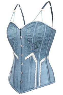 Antique Dusky Blue Satin Overbust Corset -Corset Story FTS2113