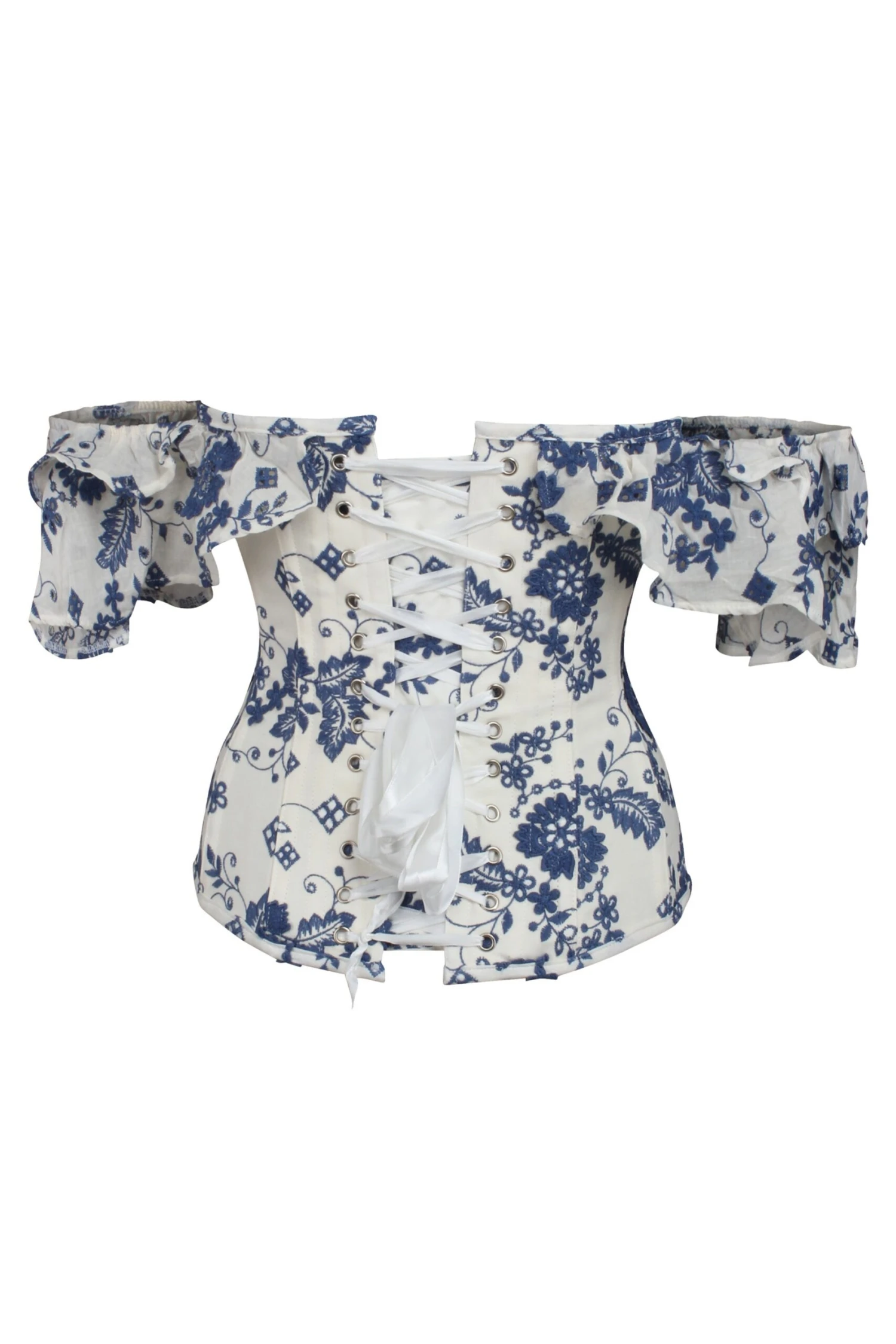White And Blue Broderie Anglaise Corset Top 2 White And Blue Broderie Anglaise Corset Top - Image 2