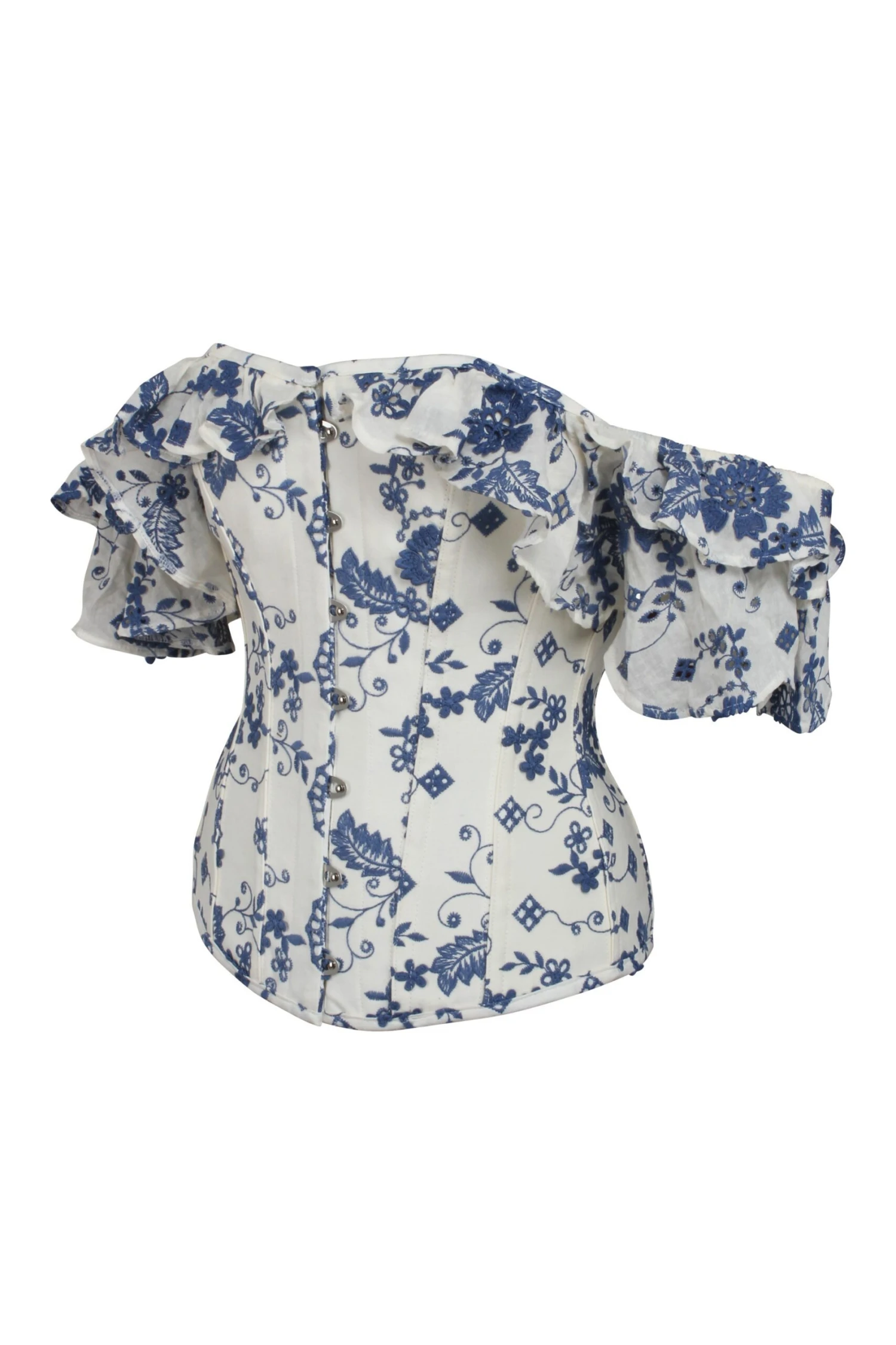White And Blue Broderie Anglaise Corset Top 3 White And Blue Broderie Anglaise Corset Top - Image 3