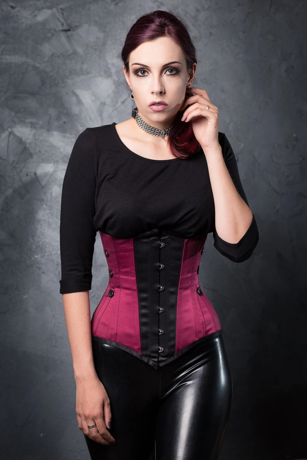 Steampunk Black And Pink Longline Underbust With Side Tabs 4 Steampunk Black And Pink Longline Underbust With Side Tabs - Image 4