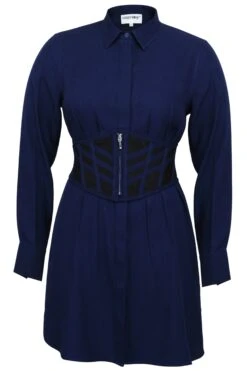 Matilda Beacon Blue Viscose Shirt Dress With Darted Waist -Corset Story LO 001 0421 88005b5d bbbc 4ad1 91ac 07e5c987db0a