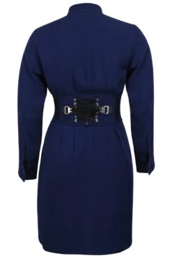 Matilda Beacon Blue Viscose Shirt Dress With Darted Waist -Corset Story LO 001 0422 5df6b496 5e4f 45d2 a465 4d57bdad2ad3