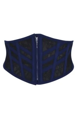 Josie Beacon Blue Viscose And Lace Waspie Belt With Fan Lacing