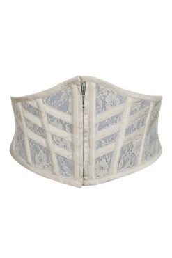 Josie Champage Satin And Lace Waspie Belt With Fan Lacing