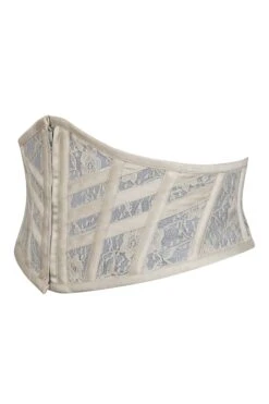 Josie Champage Satin And Lace Waspie Belt With Fan Lacing -Corset Story LO 0023