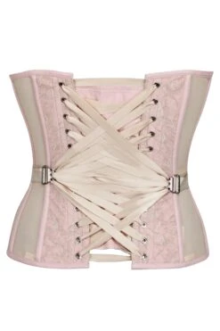 Sadie Prairie Pink Viscose And Lace Overbust Corset 6 Sadie Prairie Pink Viscose And Lace Overbust Corset -Corset Story LO 0032