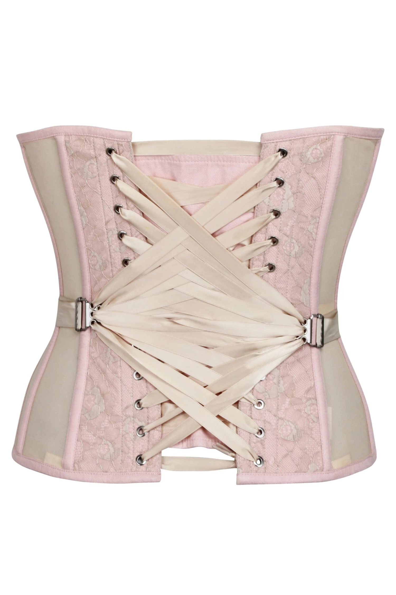 Sadie Prairie Pink Viscose And Lace Overbust Corset 3 Sadie Prairie Pink Viscose And Lace Overbust Corset - Image 3