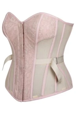 Sadie Prairie Pink Viscose And Lace Overbust Corset 7 Sadie Prairie Pink Viscose And Lace Overbust Corset -Corset Story LO 0033