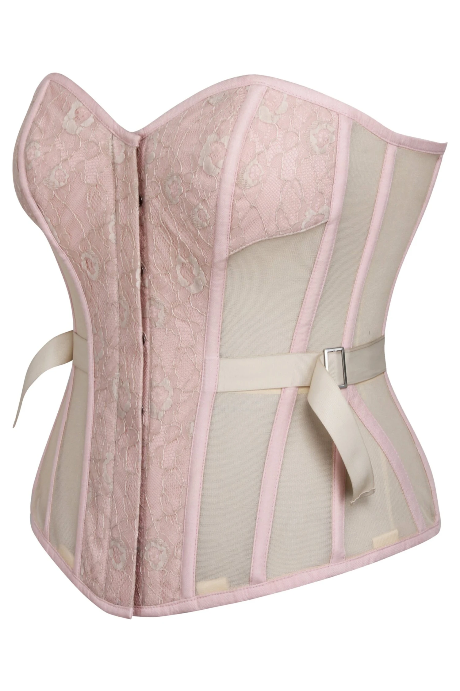 Sadie Prairie Pink Viscose And Lace Overbust Corset 4 Sadie Prairie Pink Viscose And Lace Overbust Corset - Image 4