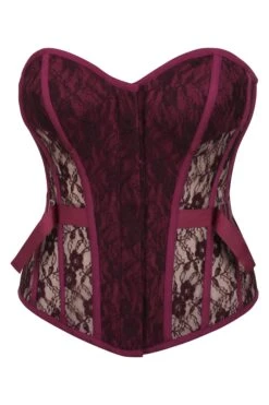 Sadie Crushed Violets Viscose And Lace Overbust Corset