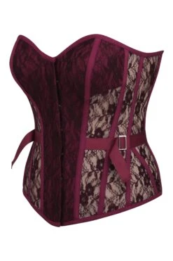 Sadie Crushed Violets Viscose And Lace Overbust Corset -Corset Story LO 0043