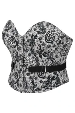 Luella Whisper White Alençon Printed Cotton Cropped Overbust Corset With Fan Lacing -Corset Story LO 0163