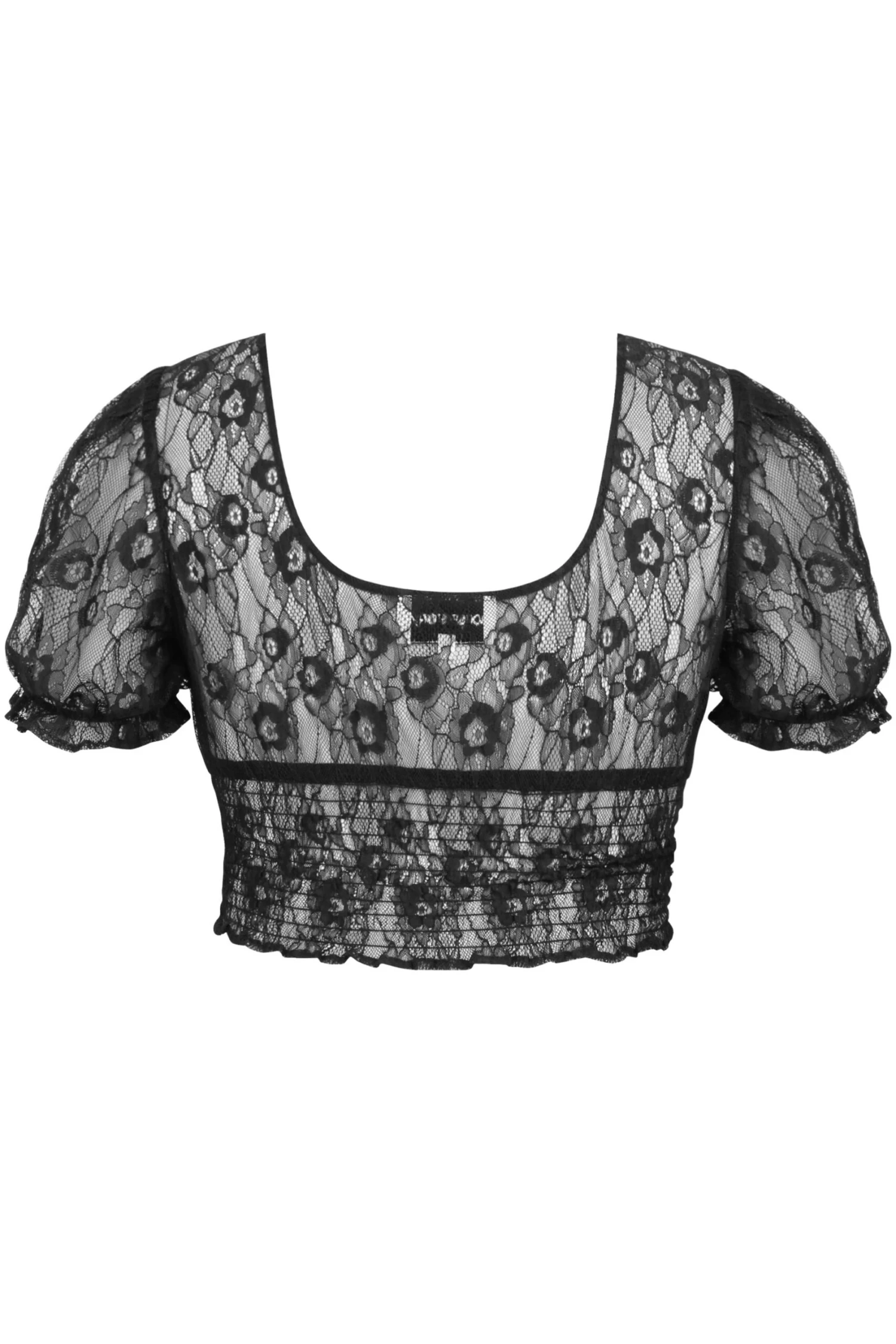 Rayne Black Lace Cropped Top With Puff Sleeves 2 Rayne Black Lace Cropped Top With Puff Sleeves - Image 2