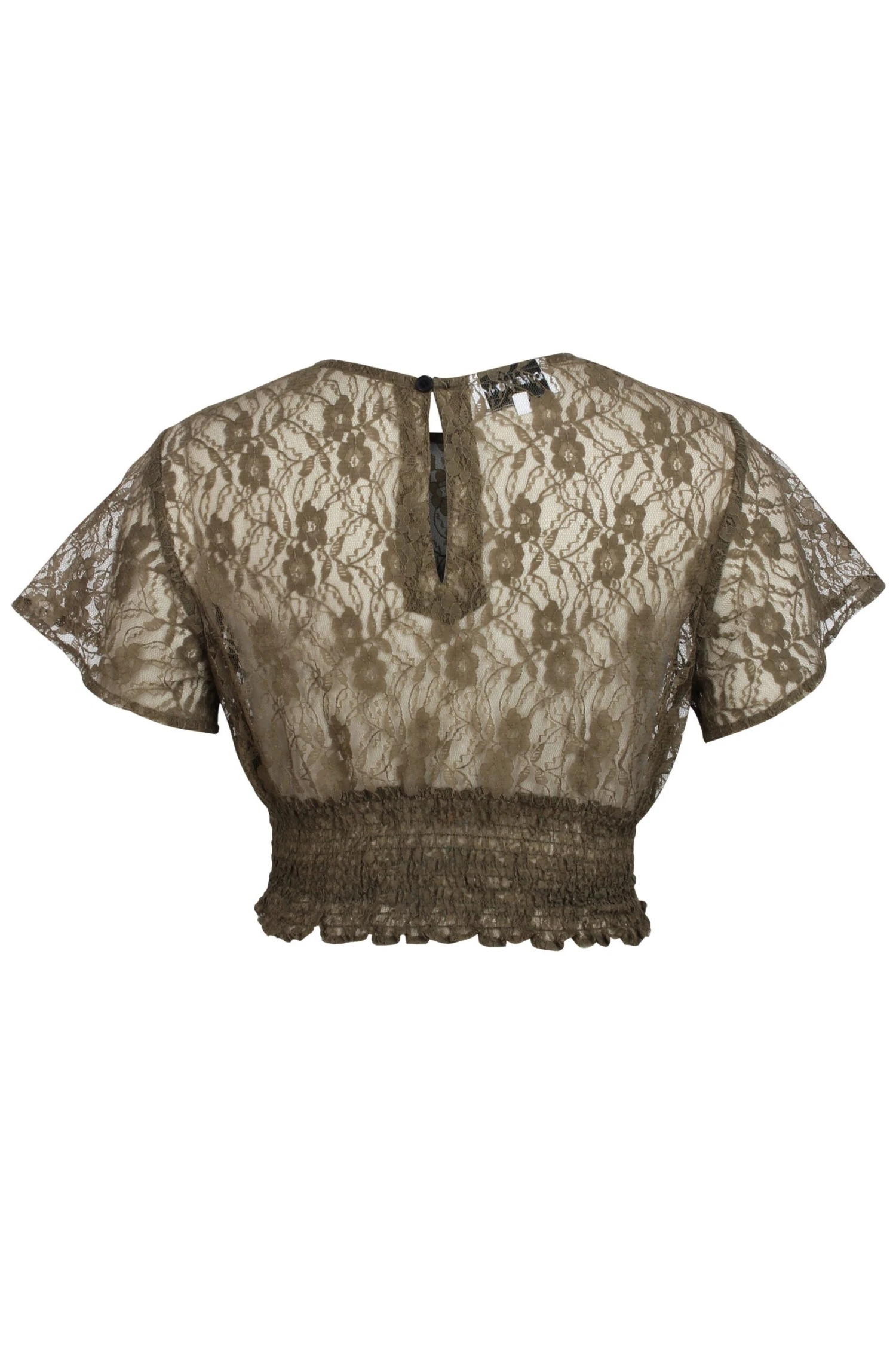Helena Capulate Olive Lace Cropped Top With Crew Neckline 2 Helena Capulate Olive Lace Cropped Top With Crew Neckline - Image 2