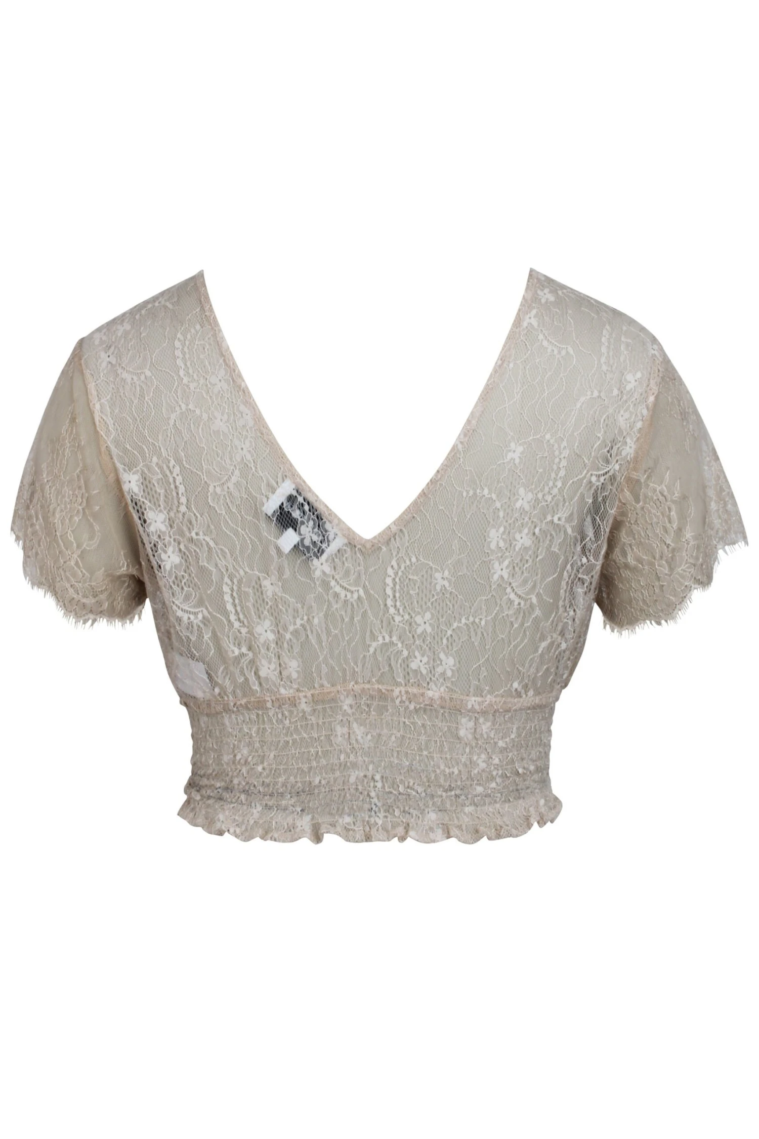 Ada Champagne Lace Cropped Top With Deep V Neckline 2 Ada Champagne Lace Cropped Top With Deep V Neckline - Image 2