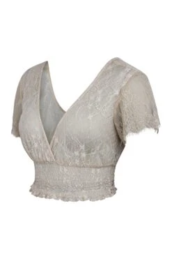Ada Champagne Lace Cropped Top With Deep V Neckline 5 Ada Champagne Lace Cropped Top With Deep V Neckline -Corset Story LO 0333
