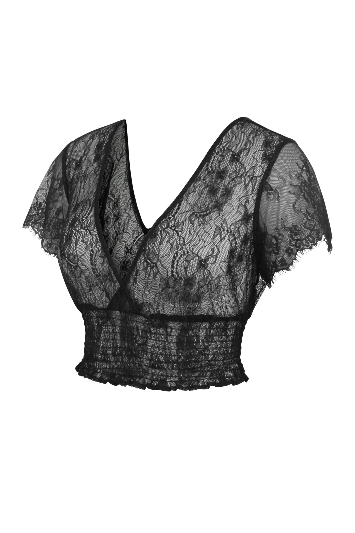 Ada Black Lace Cropped Top With Deep V Neckline 3 Ada Black Lace Cropped Top With Deep V Neckline - Image 3