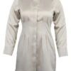 Matilda Champagne Satin Shirt Dress With Darted Waist