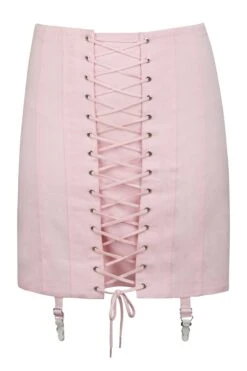 Tillie Prairie Pink Cotton Twill Corset Inspired Skirt With Suspender Clips