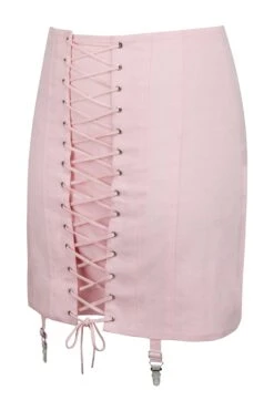 Tillie Prairie Pink Cotton Twill Corset Inspired Skirt With Suspender Clips 5 Tillie Prairie Pink Cotton Twill Corset Inspired Skirt With Suspender Clips -Corset Story LO 0473.3