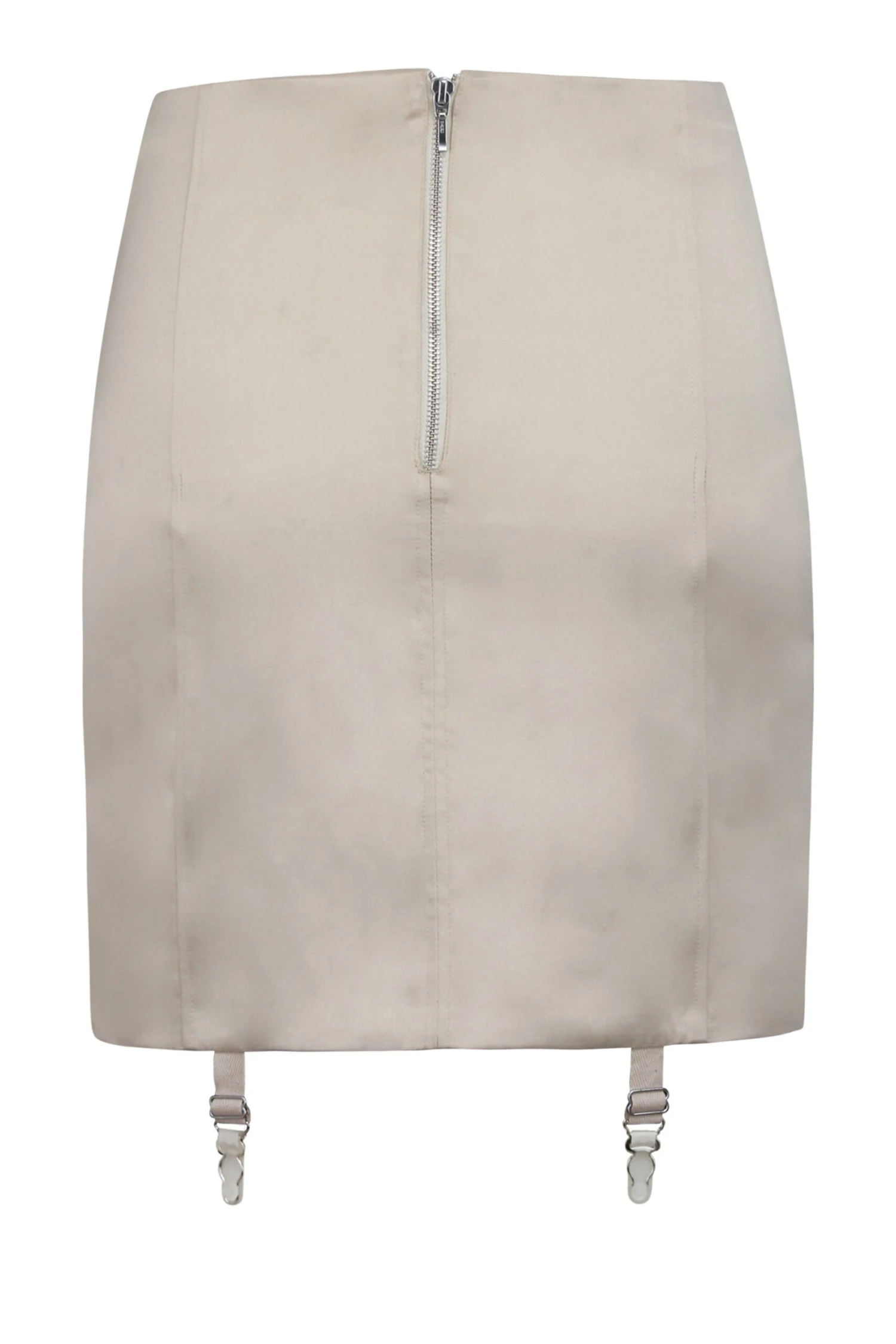 Tillie Champagne Satin Corset Inspired Skirt With Suspender Clips 2 Tillie Champagne Satin Corset Inspired Skirt With Suspender Clips - Image 2