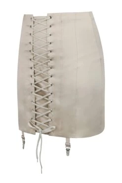 Tillie Champagne Satin Corset Inspired Skirt With Suspender Clips 5 Tillie Champagne Satin Corset Inspired Skirt With Suspender Clips -Corset Story LO 0483.3