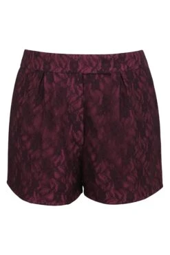 Viola Violet Satin Shorts With Purple Lace Overlay