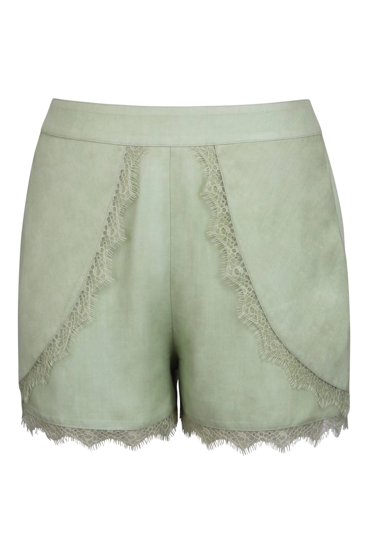 Agatha Winter Pear Viscose Shorts With Lace Trim 1 Agatha Winter Pear Viscose Shorts With Lace Trim