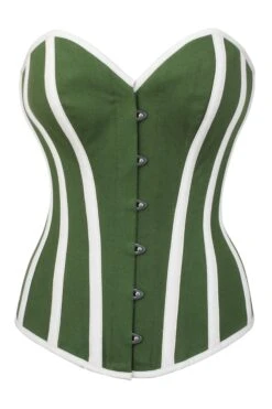 Green And White Single Layer Overbust Corset