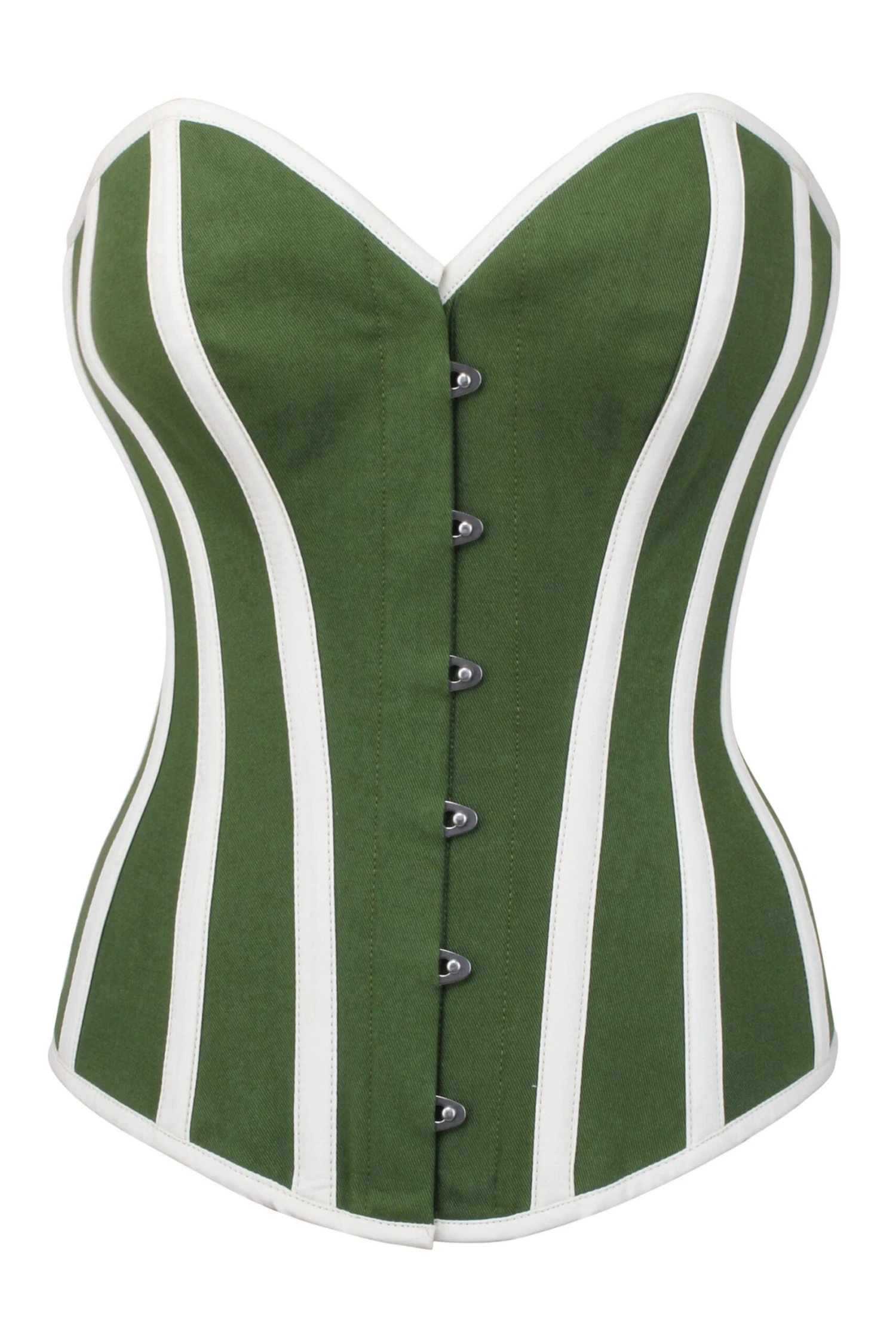 Green And White Single Layer Overbust Corset 1 Green And White Single Layer Overbust Corset