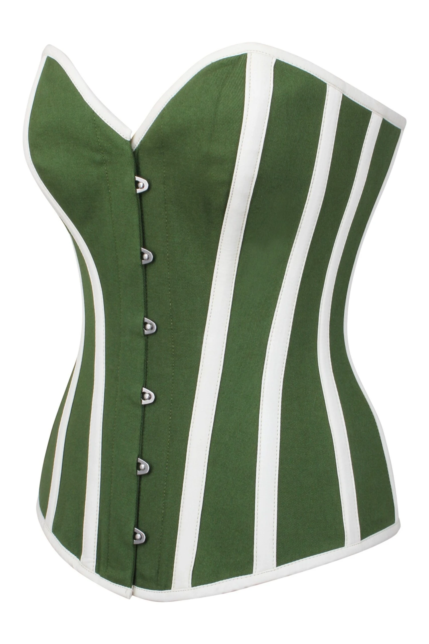 Green And White Single Layer Overbust Corset 3 Green And White Single Layer Overbust Corset - Image 3