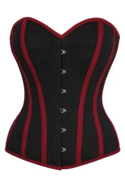 Single Layer Black And Burgundy Overbust Corset