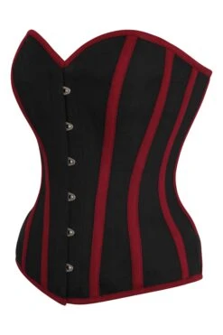 Single Layer Black And Burgundy Overbust Corset -Corset Story LW1033