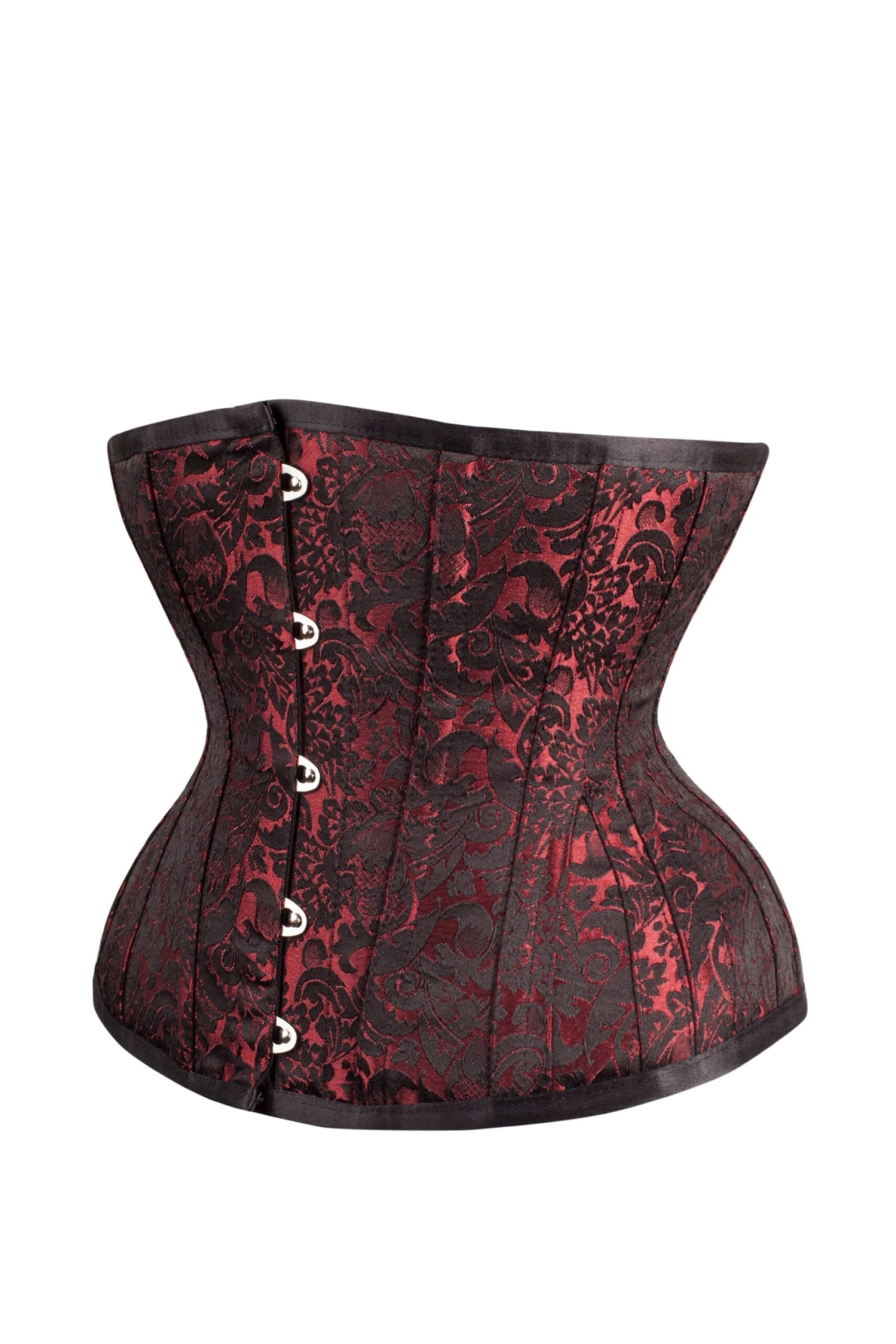 Red Brocade Underbust Corset With Hip Gores 5 Red Brocade Underbust Corset With Hip Gores - Image 5