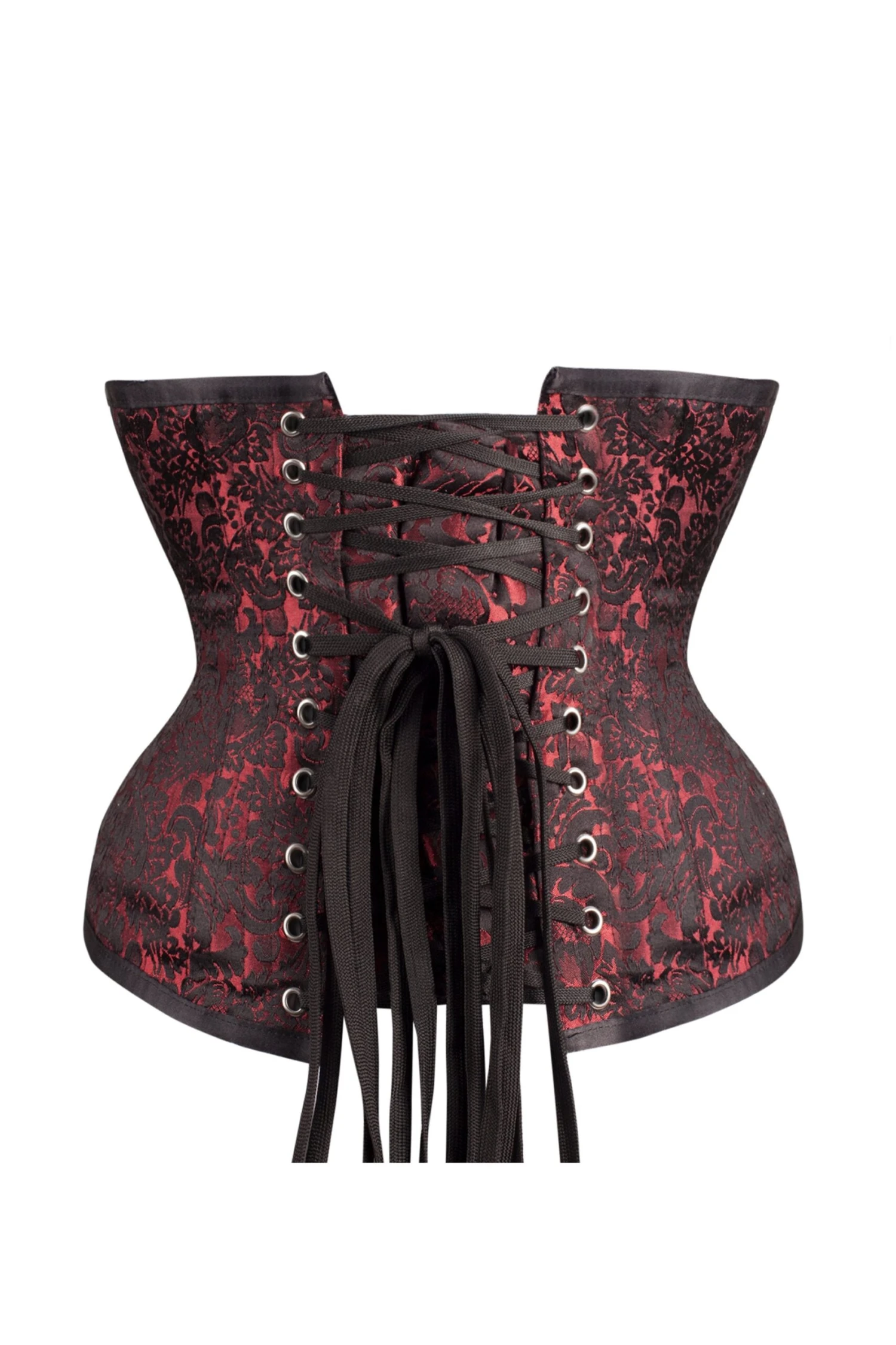 Red Brocade Underbust Corset With Hip Gores 6 Red Brocade Underbust Corset With Hip Gores - Image 6