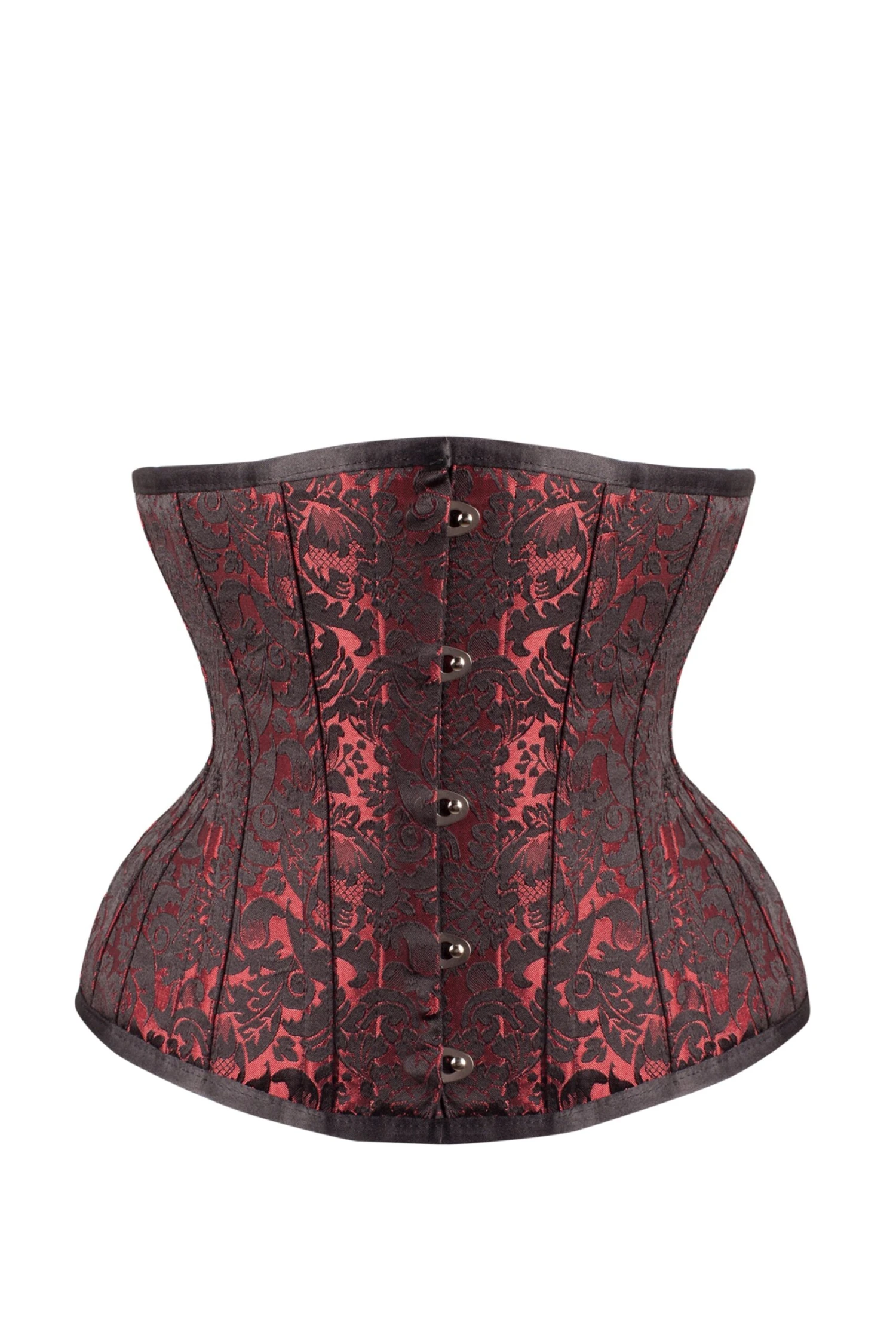 Red Brocade Underbust Corset With Hip Gores 1 Red Brocade Underbust Corset With Hip Gores