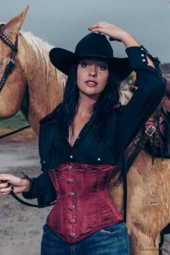 Long Burgundy Underbust Waist Taming Corset -Corset Story MY 168 2