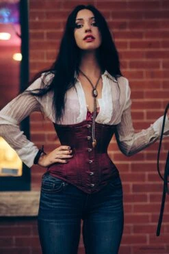 Long Burgundy Underbust Waist Taming Corset -Corset Story MY 168 3