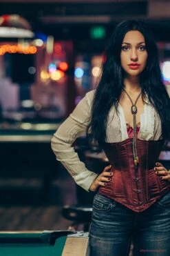 Long Burgundy Underbust Waist Taming Corset -Corset Story MY 168 6