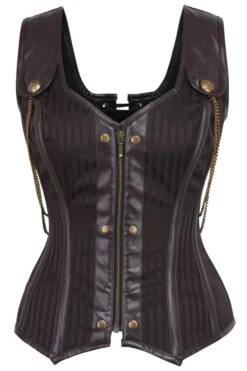 Shoulder Strap Steampunk Corset With Zip Front